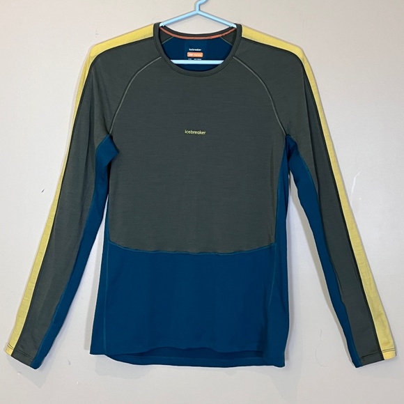 Icebreaker Merino 200 Base Layer long Sleeve Shirt - Men's Size M - Green Blue - Picture 1 of 9